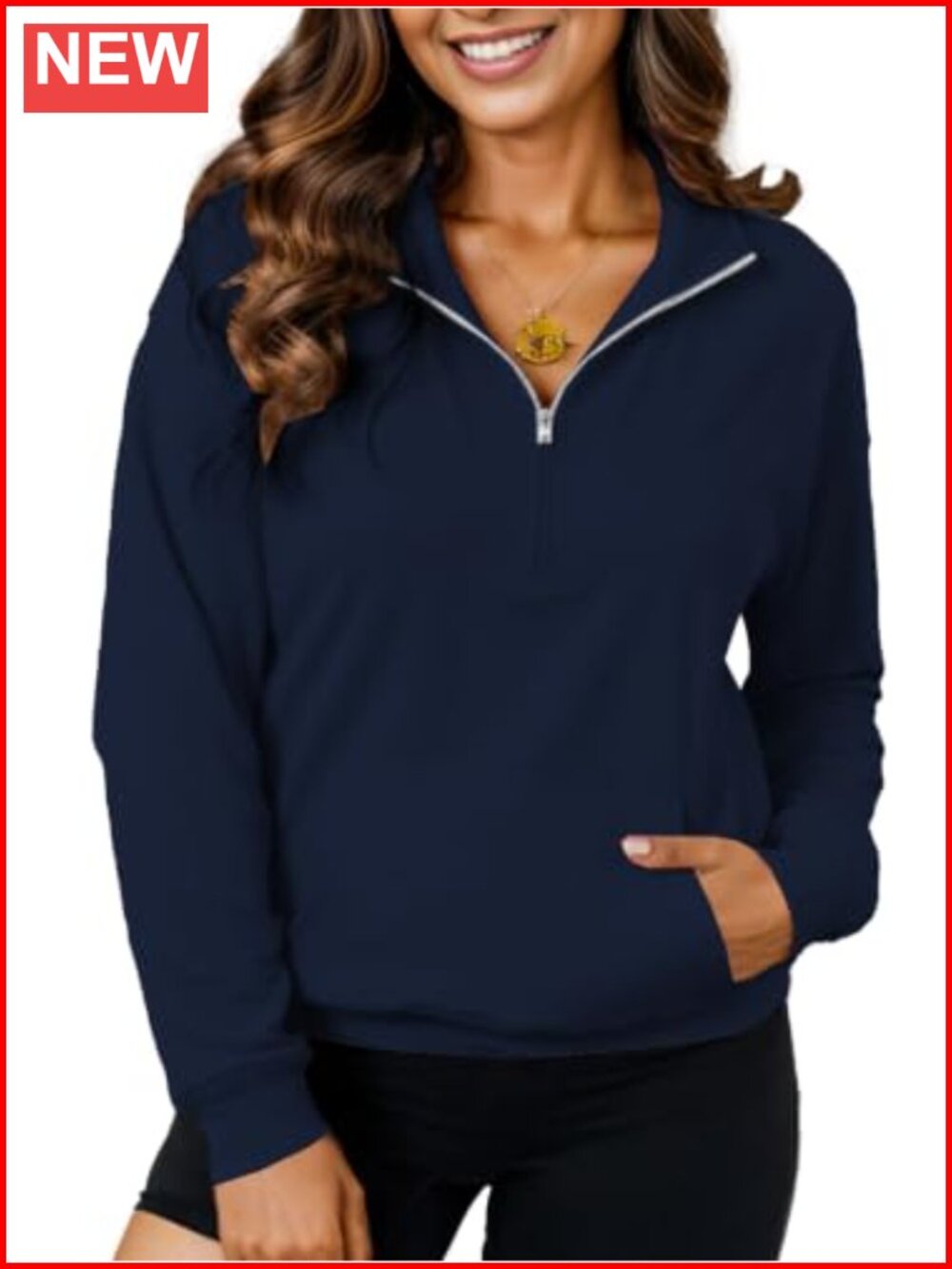 Oversized Quarter Zip Pullover Sweatshirt Stand Collar Kangaroo Pocket
